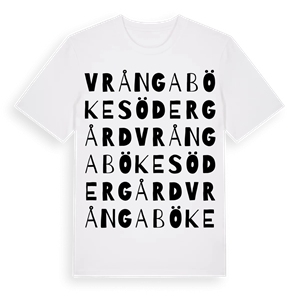 Vrångaböke södergård ordlek t-shirt – ekologisk bomull t-shirt från Pinshirt