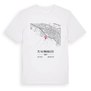 75. Yıl Mahallesi karta t-shirt – ekologisk bomull t-shirt från Pinshirt