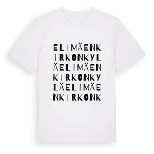 Elimäen kirkonkylä ordlek t-shirt – ekologisk bomull t-shirt från Pinshirt