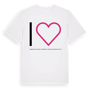Jag älskar Treriksrøysa Golddajávri / Treriksröset / Kolmen valtakunnan rajapyykki t-shirt stort tryck – ekologisk bomull t-shirt från Pinshirt