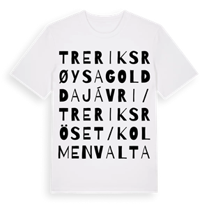 Treriksrøysa Golddajávri / Treriksröset / Kolmen valtakunnan rajapyykki ordlek t-shirt – ekologisk bomull t-shirt från Pinshirt