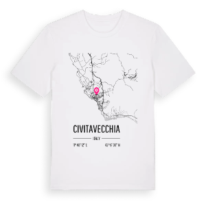 Civitavecchia karta t-shirt – ekologisk bomull t-shirt från Pinshirt