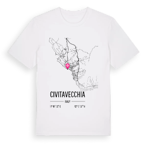 Civitavecchia karta t-shirt – ekologisk bomull t-shirt från Pinshirt