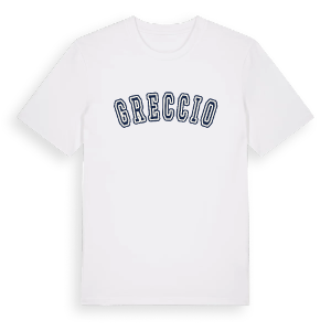 Greccio college t-shirt – ekologisk bomull t-shirt från Pinshirt