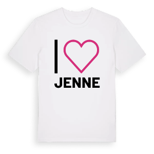 Jag älskar Jenne t-shirt stort tryck – ekologisk bomull t-shirt från Pinshirt