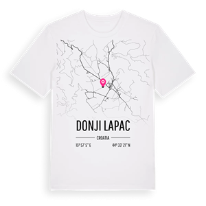 Donji Lapac karta t-shirt – ekologisk bomull t-shirt från Pinshirt