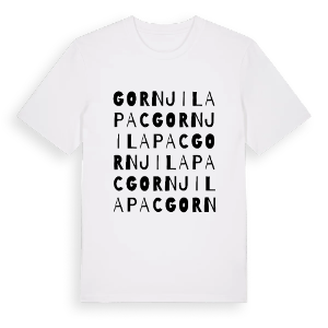 Gornji Lapac ordlek t-shirt – ekologisk bomull t-shirt från Pinshirt