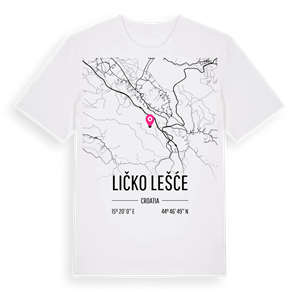 Ličko Lešće karta t-shirt – ekologisk bomull t-shirt från Pinshirt