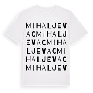 Mihaljevac ordlek t-shirt – ekologisk bomull t-shirt från Pinshirt