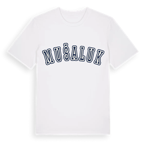 Mušaluk college t-shirt – ekologisk bomull t-shirt från Pinshirt