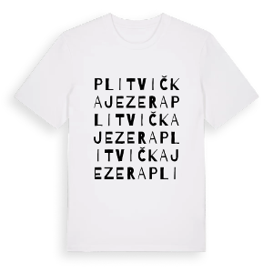 Plitvička Jezera ordlek t-shirt – ekologisk bomull t-shirt från Pinshirt