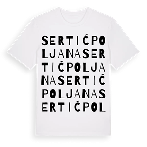 Sertić Poljana ordlek t-shirt – ekologisk bomull t-shirt från Pinshirt