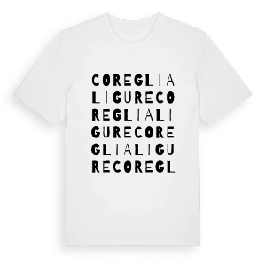 Coreglia Ligure ordlek t-shirt – ekologisk bomull t-shirt från Pinshirt