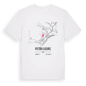 Pietra Ligure karta t-shirt – ekologisk bomull t-shirt från Pinshirt