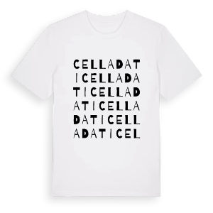 Cella Dati ordlek t-shirt – ekologisk bomull t-shirt från Pinshirt