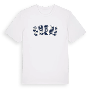 Ghedi college t-shirt – ekologisk bomull t-shirt från Pinshirt