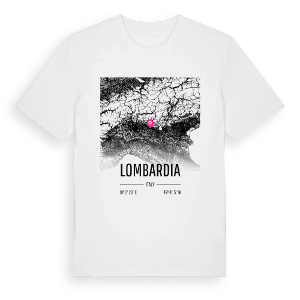 Lombardia karta t-shirt – ekologisk bomull t-shirt från Pinshirt