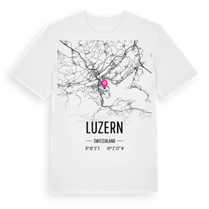 Luzern karta t-shirt – ekologisk bomull t-shirt från Pinshirt