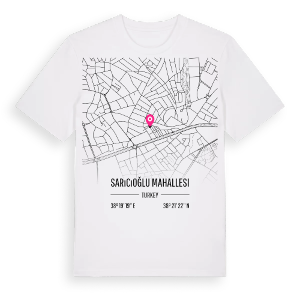 Sarıcıoğlu Mahallesi karta t-shirt – ekologisk bomull t-shirt från Pinshirt