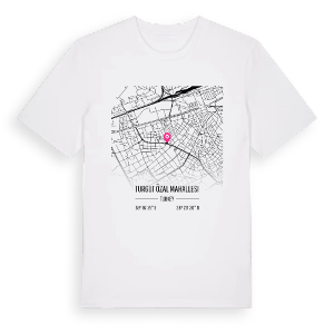 Turgut Özal Mahallesi karta t-shirt – ekologisk bomull t-shirt från Pinshirt