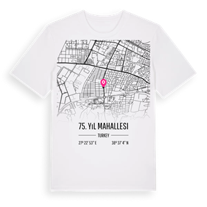 75. Yıl Mahallesi karta t-shirt – ekologisk bomull t-shirt från Pinshirt