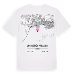 Uncubozköy Mahallesi karta t-shirt – ekologisk bomull t-shirt från Pinshirt