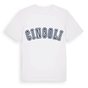 Cingoli college t-shirt – ekologisk bomull t-shirt från Pinshirt