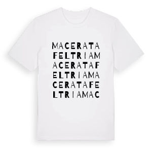 Macerata Feltria ordlek t-shirt – ekologisk bomull t-shirt från Pinshirt