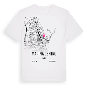 Marina centro karta t-shirt – ekologisk bomull t-shirt från Pinshirt