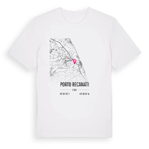Porto Recanati karta t-shirt – ekologisk bomull t-shirt från Pinshirt