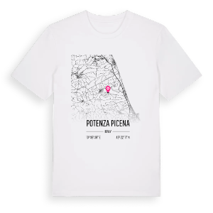 Potenza Picena karta t-shirt – ekologisk bomull t-shirt från Pinshirt