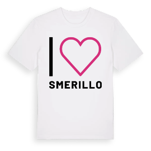 Jag älskar Smerillo t-shirt stort tryck – ekologisk bomull t-shirt från Pinshirt