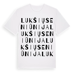 Lukšių seniūnija ordlek t-shirt – ekologisk bomull t-shirt från Pinshirt