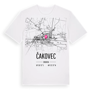 Čakovec karta t-shirt – ekologisk bomull t-shirt från Pinshirt