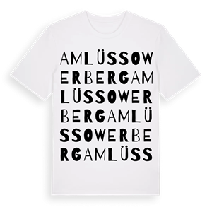 Am Lüssower Berg ordlek t-shirt – ekologisk bomull t-shirt från Pinshirt