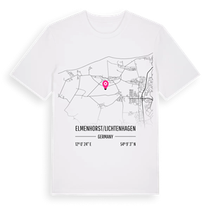 Elmenhorst/Lichtenhagen karta t-shirt – ekologisk bomull t-shirt från Pinshirt