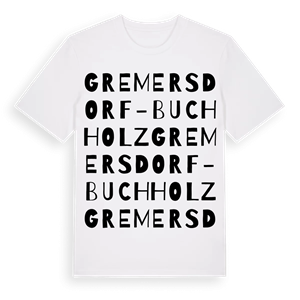 Gremersdorf-Buchholz ordlek t-shirt – ekologisk bomull t-shirt från Pinshirt