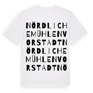 Nördliche Mühlenvorstadt ordlek t-shirt – ekologisk bomull t-shirt från Pinshirt