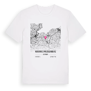 Nordwestmecklenburg karta t-shirt – ekologisk bomull t-shirt från PinShirt