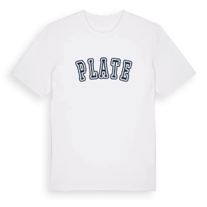 Plate college t-shirt – ekologisk bomull t-shirt från Pinshirt