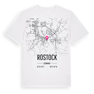 Rostock karta t-shirt – ekologisk bomull t-shirt från Pinshirt