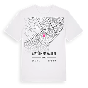 Atatürk Mahallesi karta t-shirt – ekologisk bomull t-shirt från Pinshirt