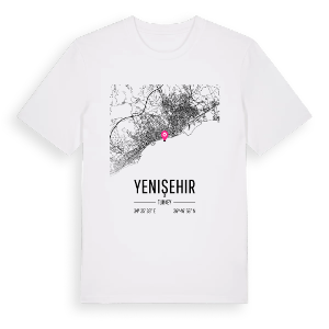 Yenişehir karta t-shirt – ekologisk bomull t-shirt från Pinshirt