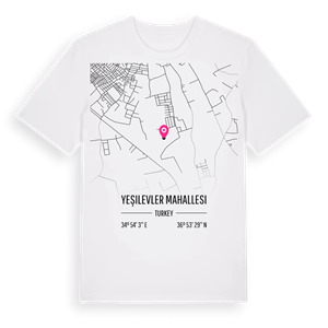 Yeşilevler Mahallesi karta t-shirt – ekologisk bomull t-shirt från Pinshirt