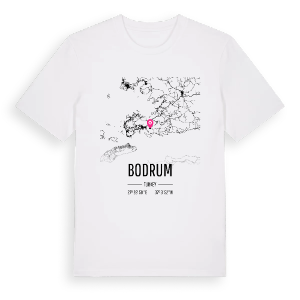 Bodrum karta t-shirt – ekologisk bomull t-shirt från Pinshirt