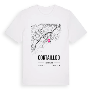 Cortaillod karta t-shirt – ekologisk bomull t-shirt från Pinshirt