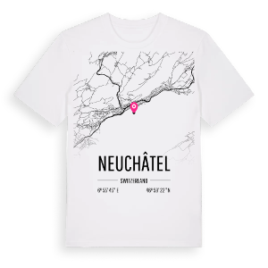 Neuchâtel karta t-shirt – ekologisk bomull t-shirt från Pinshirt