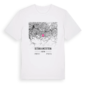 Bezirk Amstetten karta t-shirt – ekologisk bomull t-shirt från Pinshirt
