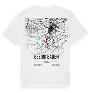 Bezirk Baden karta t-shirt – ekologisk bomull t-shirt från Pinshirt