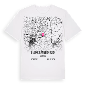 Bezirk Gänserndorf karta t-shirt – ekologisk bomull t-shirt från Pinshirt